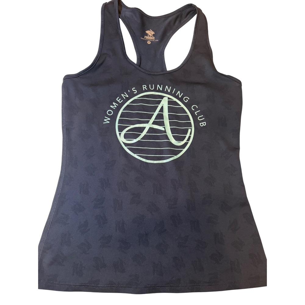 Rabbit Womens Running Club Tank Top XS Navy Allover Print Athletic Gym Racerback